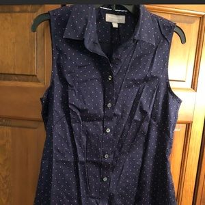 Button up, sleeveless shirt